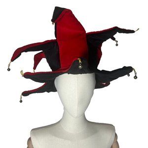 Vintage Black and Red joker hat sz L